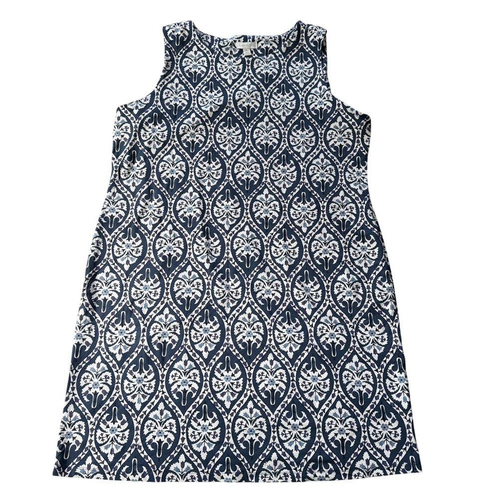 Charter‎ Club Women's Ikat Medallion Shift Dress XXL Navy White Sleeveless